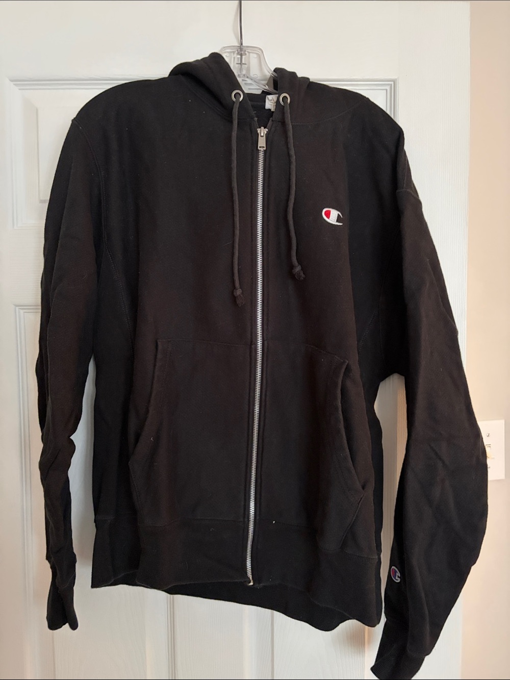 Champion Men’s Black Full-Zip Hoodie Jacket with Logo
